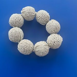 Glass Bead White Ball Stretch Bracelet **